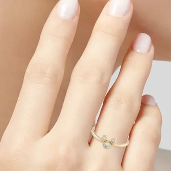 DISNEY 14K YELLOW GOLD  DIAMOND MICKEY MOUSE PETITE ICON COCKTAIL BAND RING - Picture 6 of 6